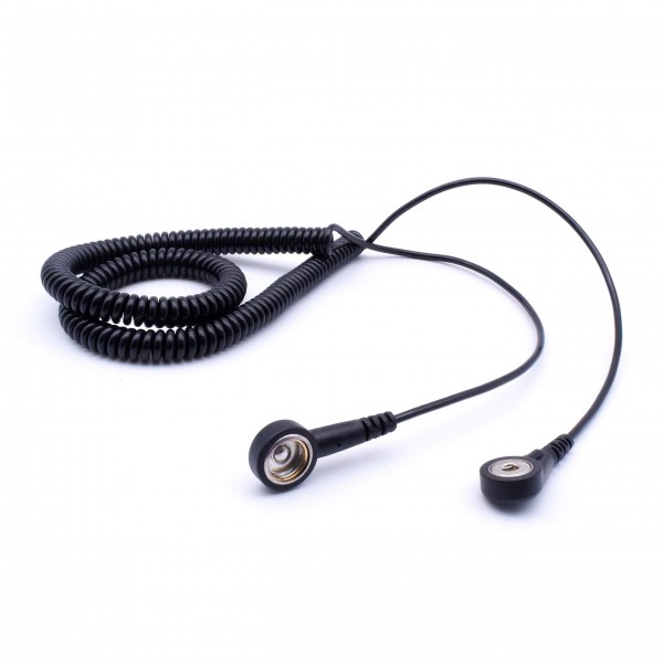 ESD spiral cable 3.6m 10mm to 4mm snap (black)